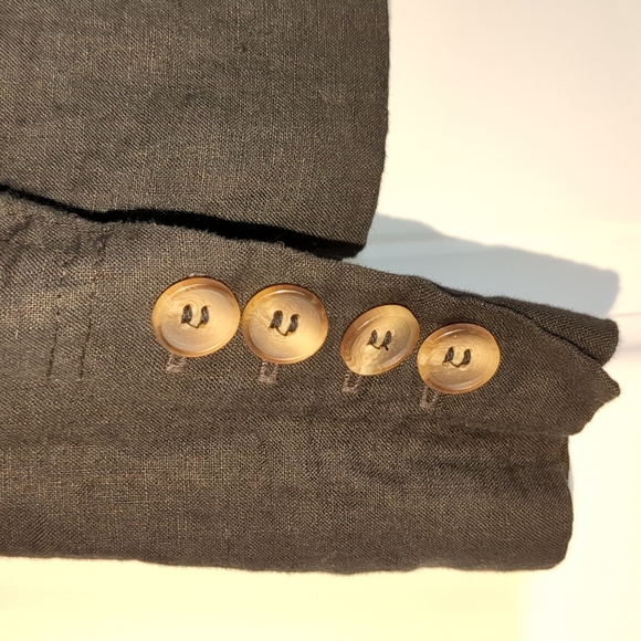 St - Trop Black Linen Light Weight Utility Jacket Pockets Euro 38 - 6 - Picture 6 of 8